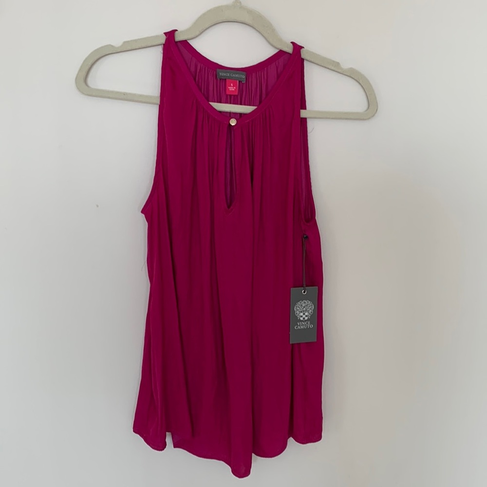 Vince Camuto Tank Fuchsia Purple Pink Button In Front Size Small